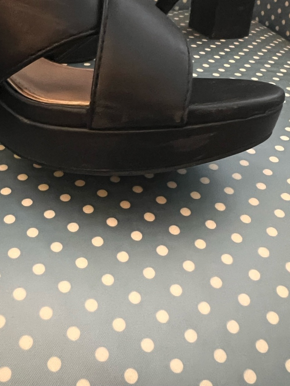 Kelly & Katie Black Crisscross Ankle Strap Block Heels - Picture 12 of 16